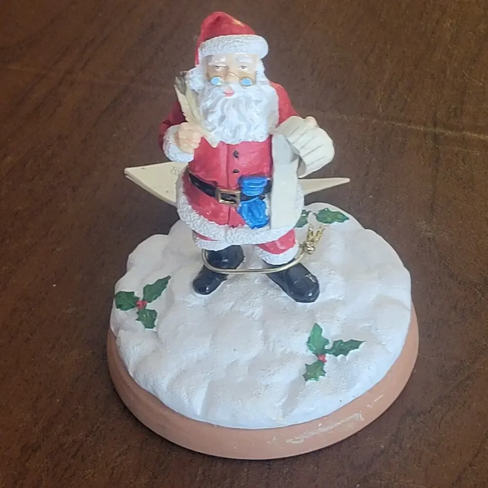 Vtg 1997 Shaker Hearth Santa Claus with List Christmas Cookie Press Clay Figure